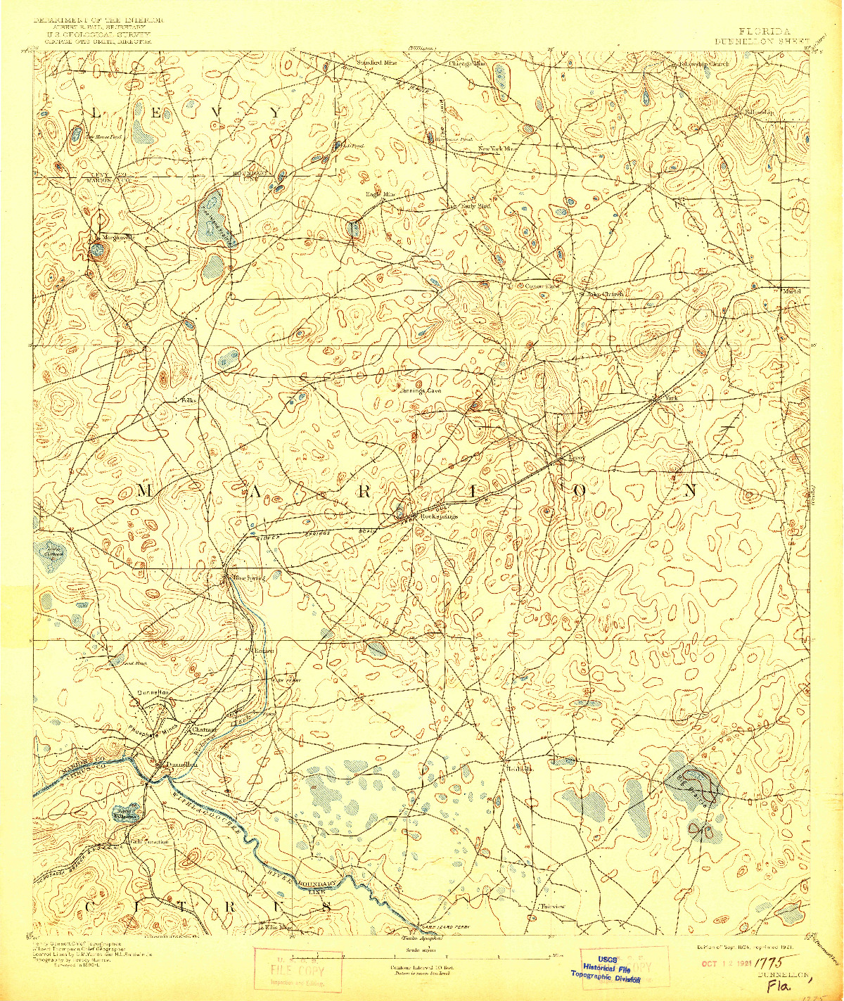 USGS 1:62500-SCALE QUADRANGLE FOR DUNNELLON, FL 1894