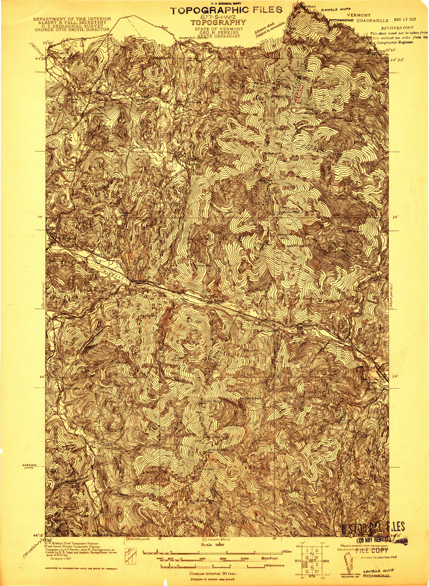USGS 1:48000-SCALE QUADRANGLE FOR RICHMOND, VT 1921
