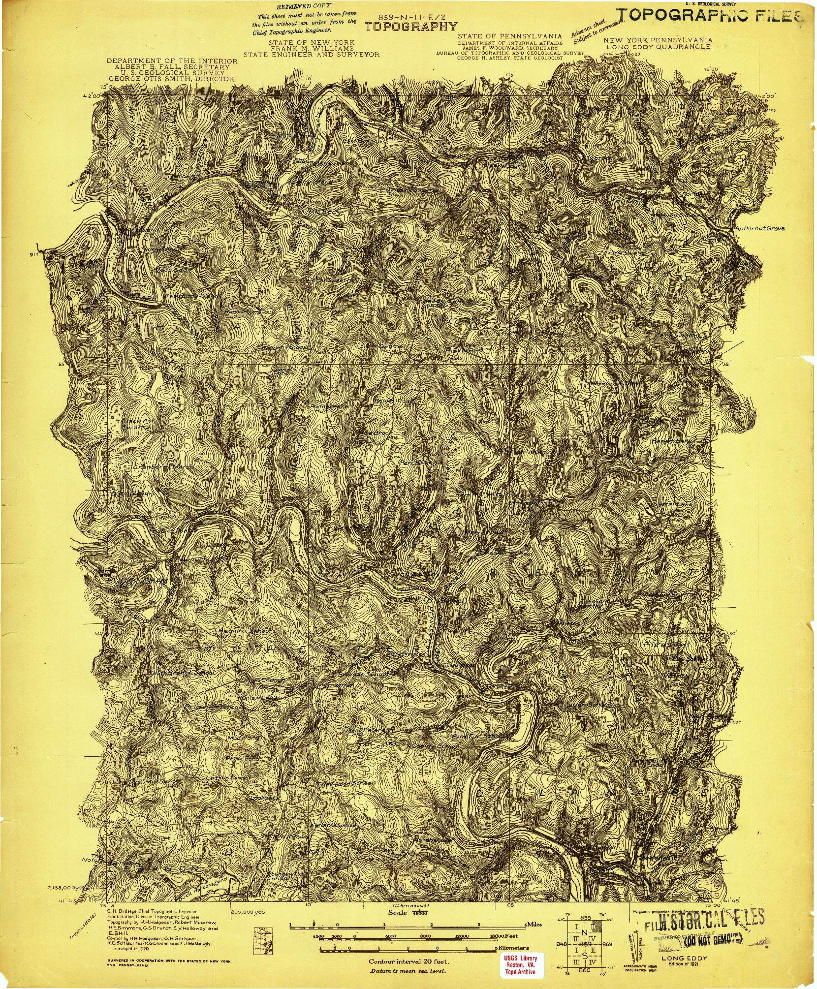 USGS 1:48000-SCALE QUADRANGLE FOR LONG EDDY, NY 1921