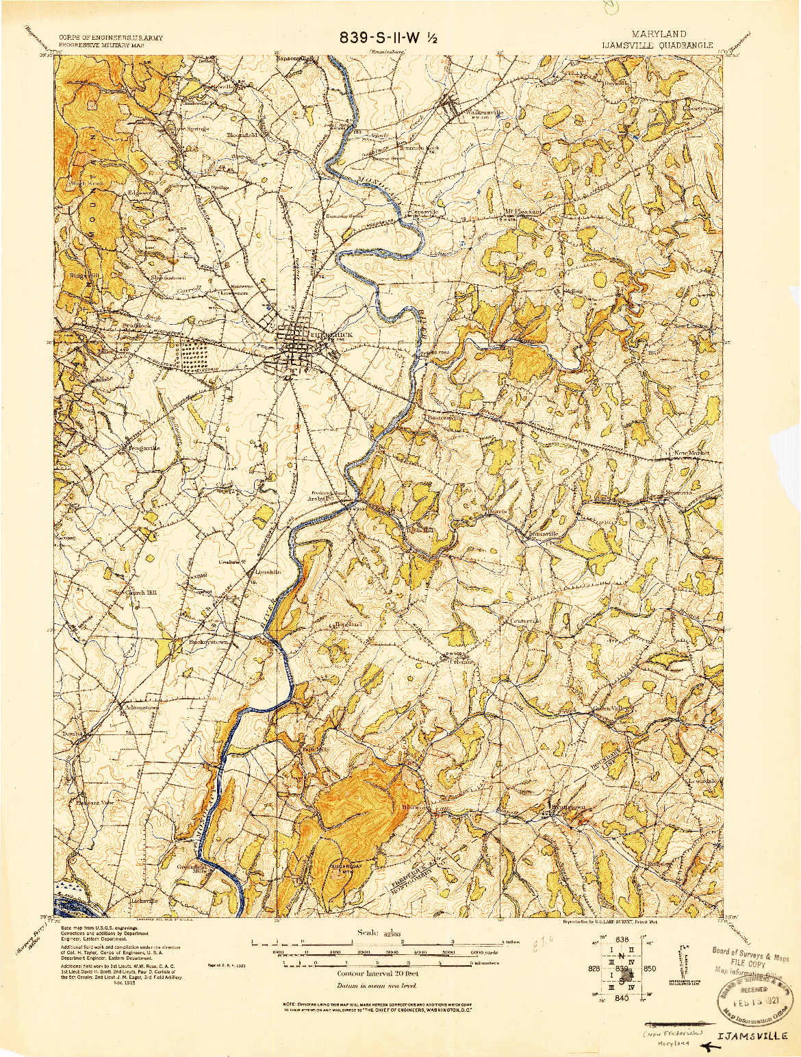 USGS 1:62500-SCALE QUADRANGLE FOR IJAMSVILLE, MD 1908