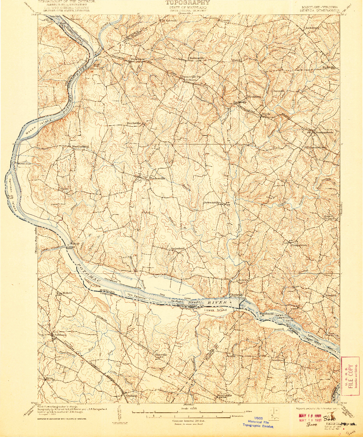 USGS 1:62500-SCALE QUADRANGLE FOR SENECA, MD 1908