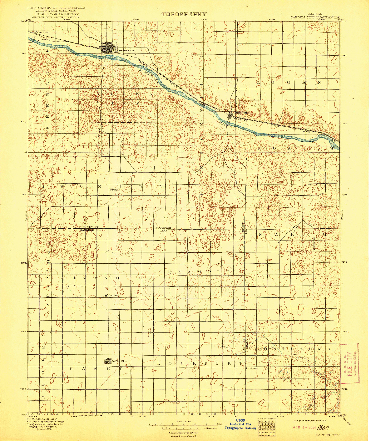 USGS 1:125000-SCALE QUADRANGLE FOR GARDEN CITY, KS 1896