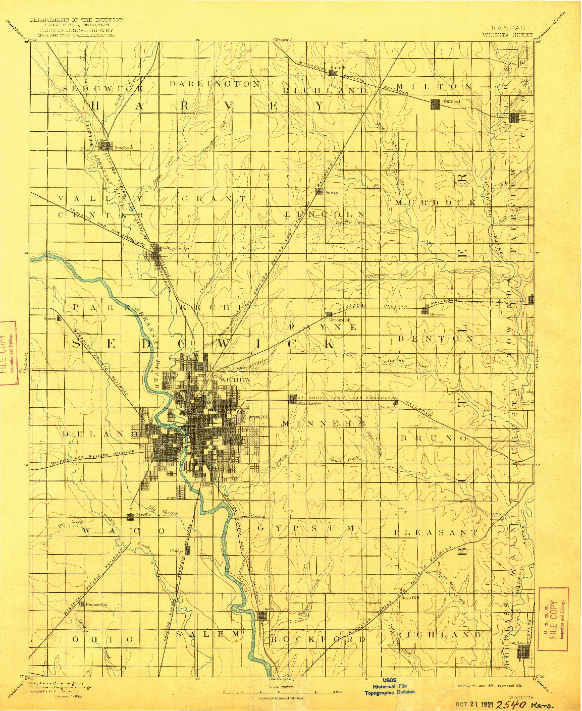 USGS 1:125000-SCALE QUADRANGLE FOR WICHITA, KS 1894
