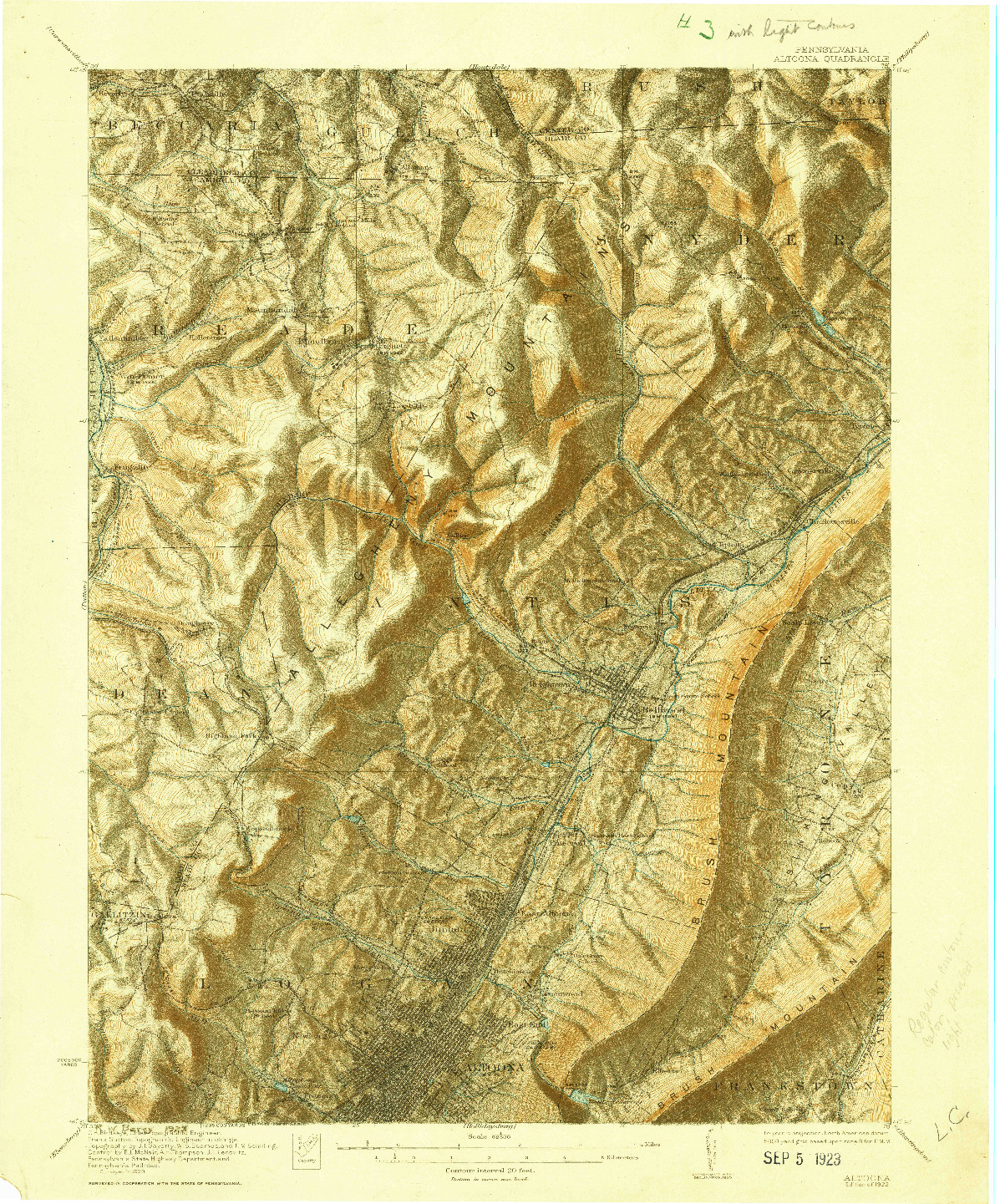 USGS 1:62500-SCALE QUADRANGLE FOR ALTOONA, PA 1922