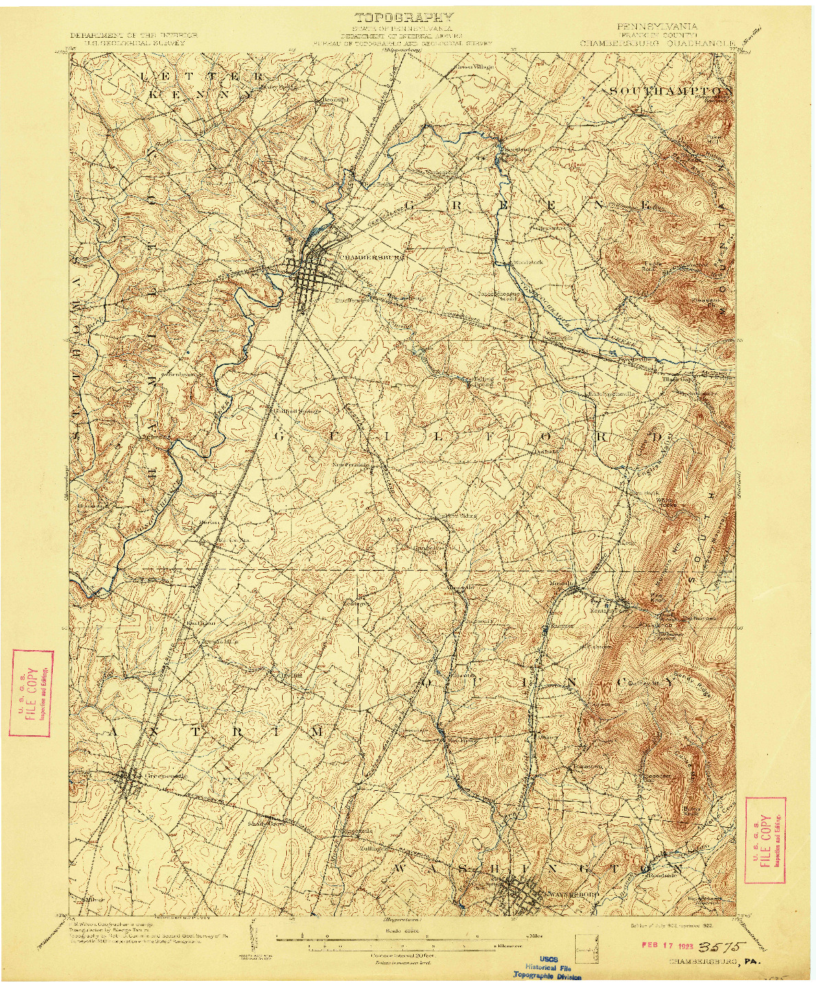 USGS 1:62500-SCALE QUADRANGLE FOR CHAMBERSBURG, PA 1902