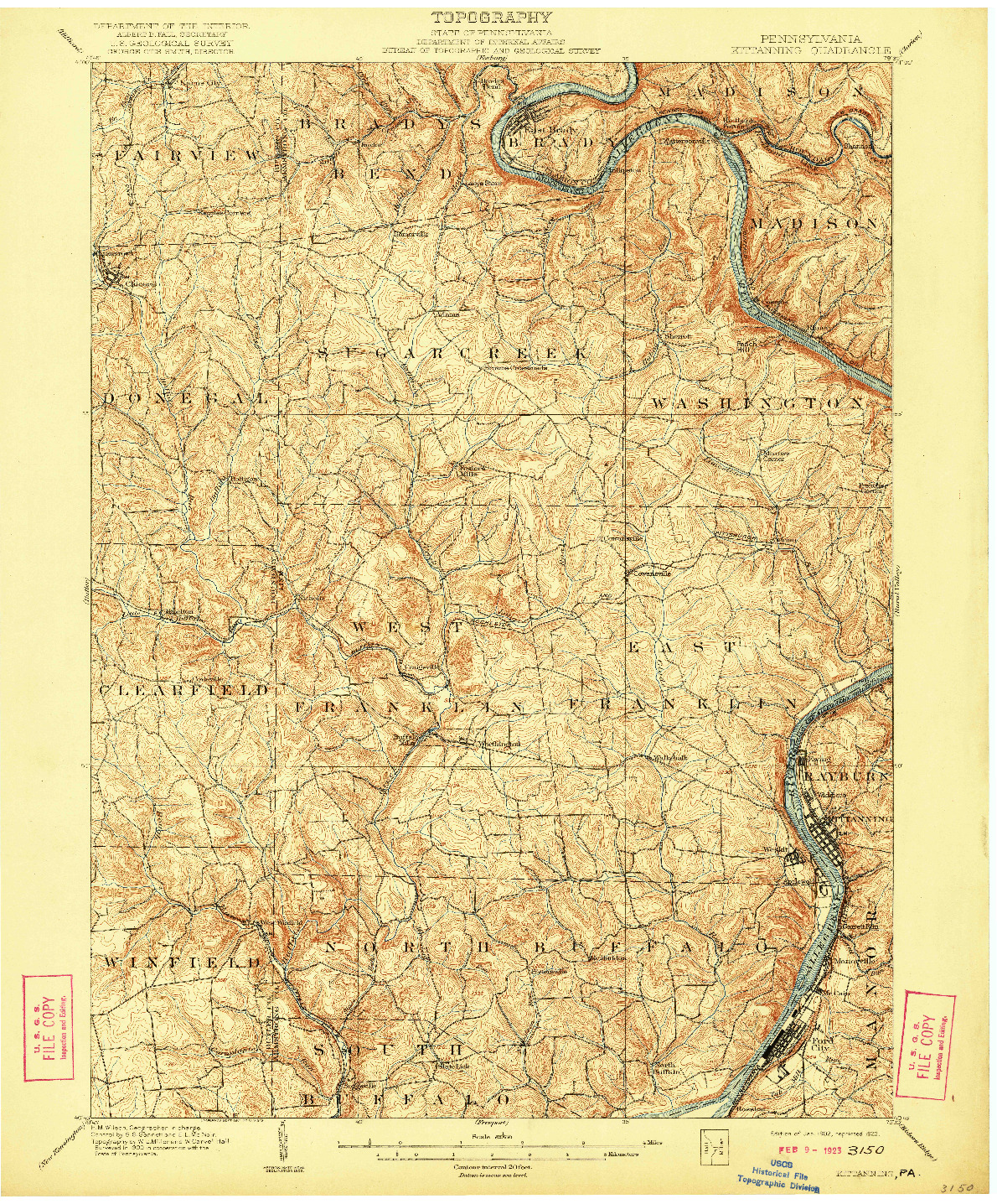USGS 1:62500-SCALE QUADRANGLE FOR KITTANNING, PA 1902