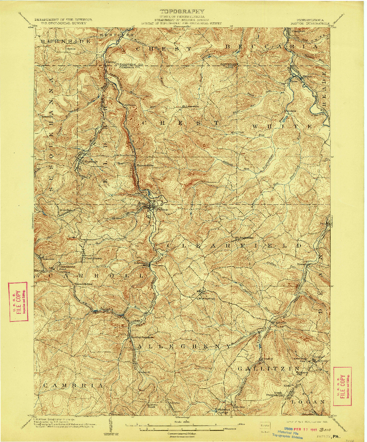 USGS 1:62500-SCALE QUADRANGLE FOR PATTON, PA 1904