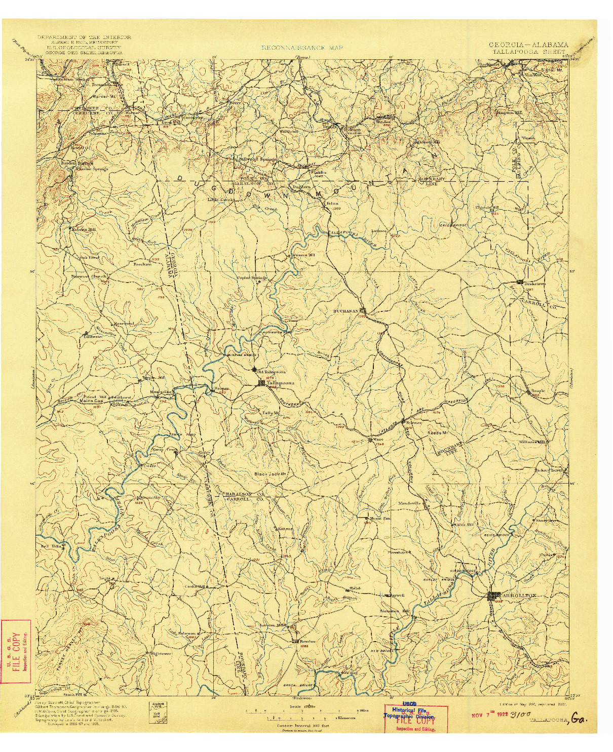 USGS 1:125000-SCALE QUADRANGLE FOR TALLAPOOSA, GA 1897