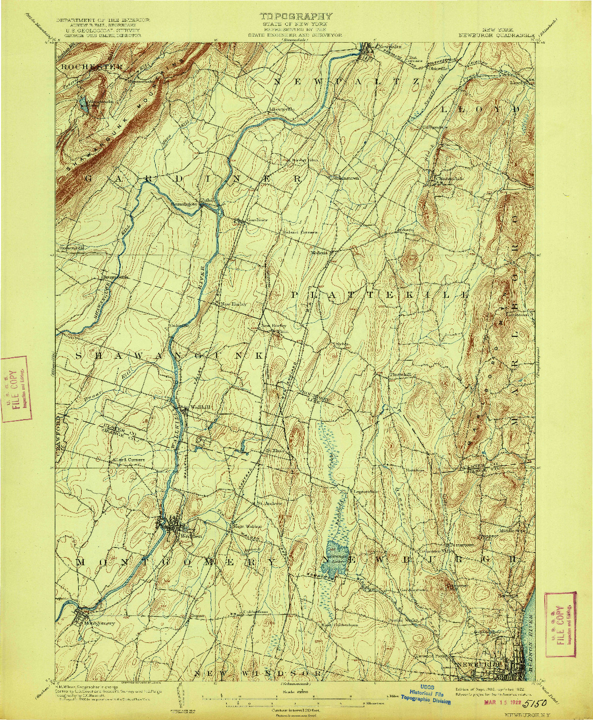 USGS 1:62500-SCALE QUADRANGLE FOR NEWBURGH, NY 1903