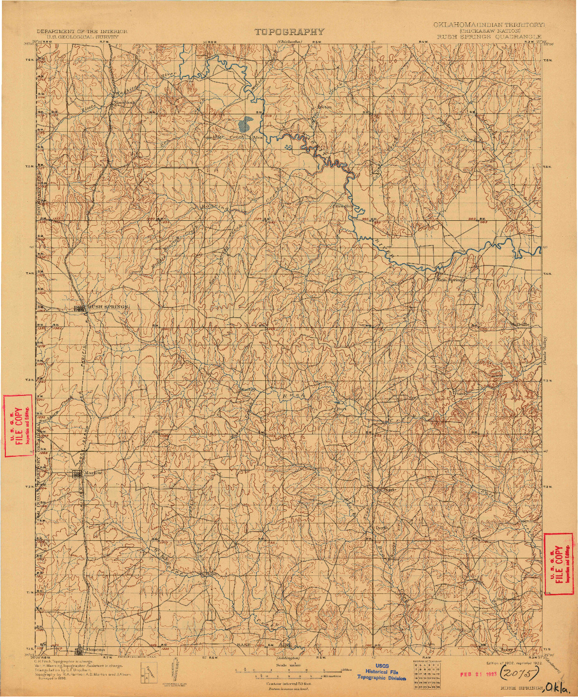 USGS 1:125000-SCALE QUADRANGLE FOR RUSH SPRINGS, OK 1902