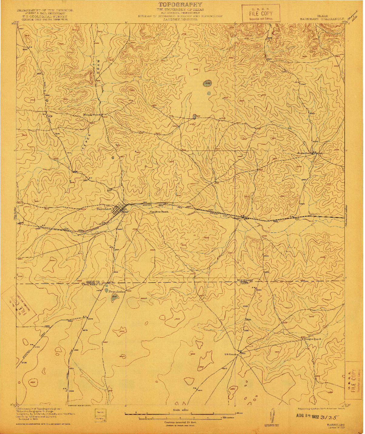 USGS 1:62500-SCALE QUADRANGLE FOR BARNHART, TX 1922