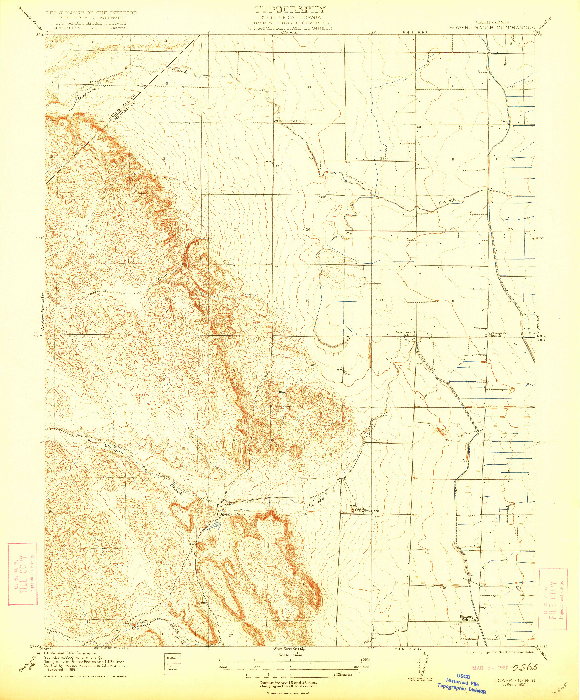 USGS 1:31680-SCALE QUADRANGLE FOR HOWARD RANCH, CA 1922