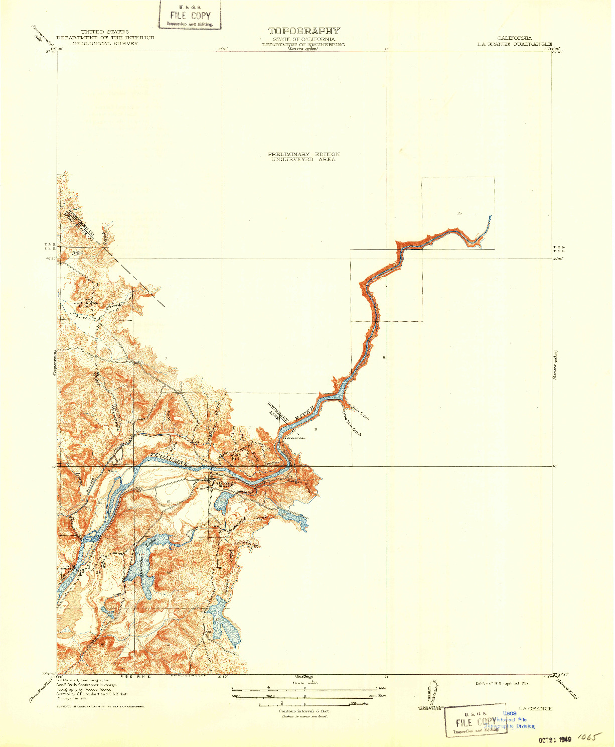 USGS 1:31680-SCALE QUADRANGLE FOR LA GRANGE, CA 1919