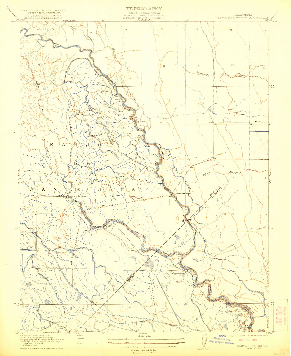 USGS 1:31680-SCALE QUADRANGLE FOR SANTA RITA BRIDGE, CA 1922