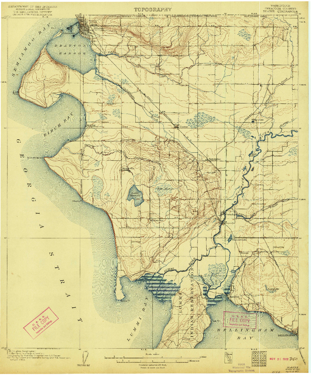 USGS 1:62500-SCALE QUADRANGLE FOR BLAINE, WA 1907