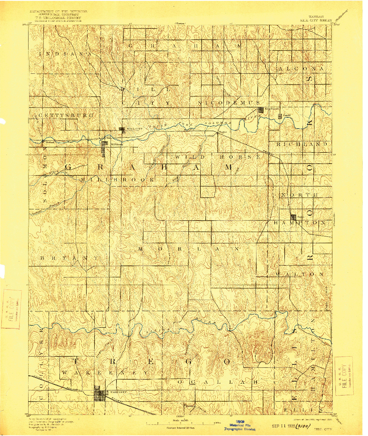 USGS 1:125000-SCALE QUADRANGLE FOR HILL CITY, KS 1893