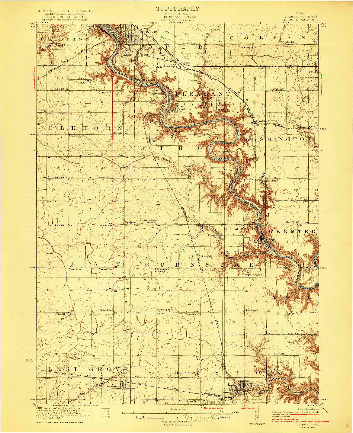 USGS 1:62500-SCALE QUADRANGLE FOR LEHIGH, IA 1923