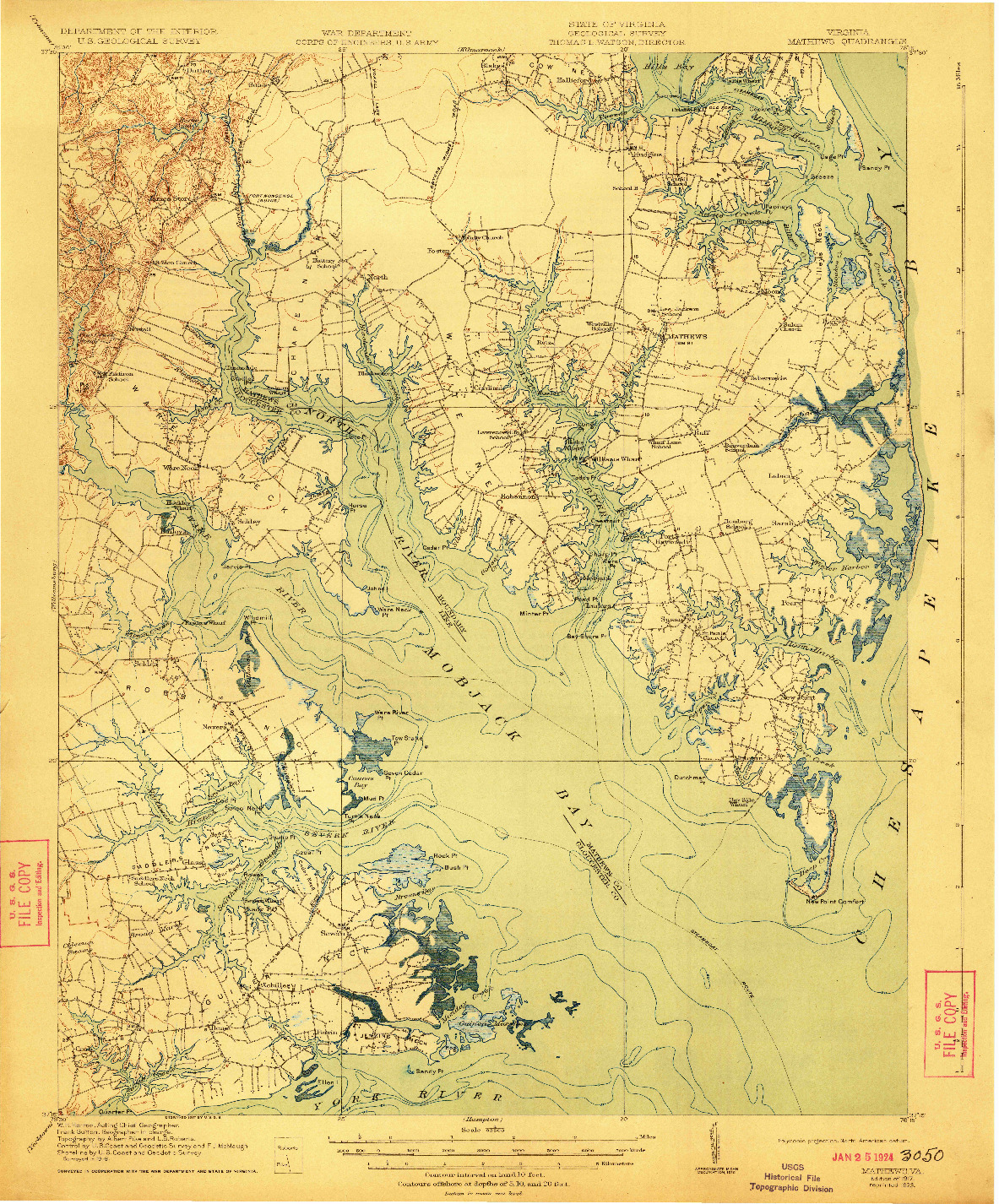 USGS 1:62500-SCALE QUADRANGLE FOR MATHEWS, VA 1917