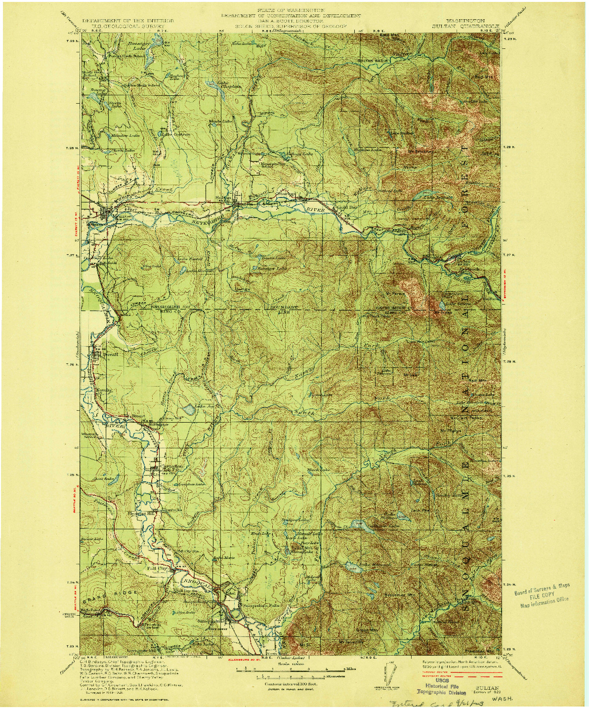 USGS 1:125000-SCALE QUADRANGLE FOR SULTAN, WA 1923