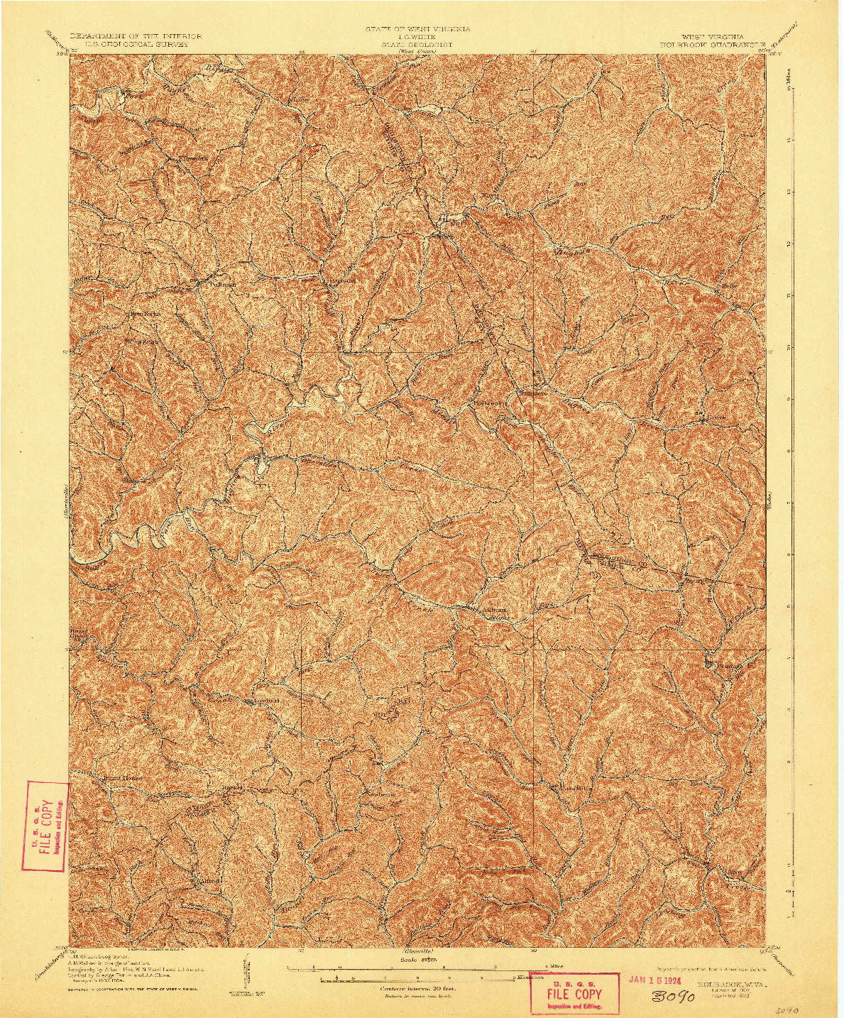 USGS 1:62500-SCALE QUADRANGLE FOR HOLBROOK, WV 1906