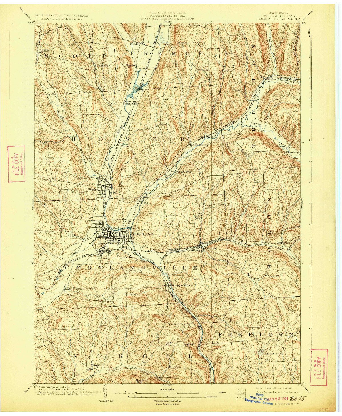 USGS 1:62500-SCALE QUADRANGLE FOR CORTLAND, NY 1903