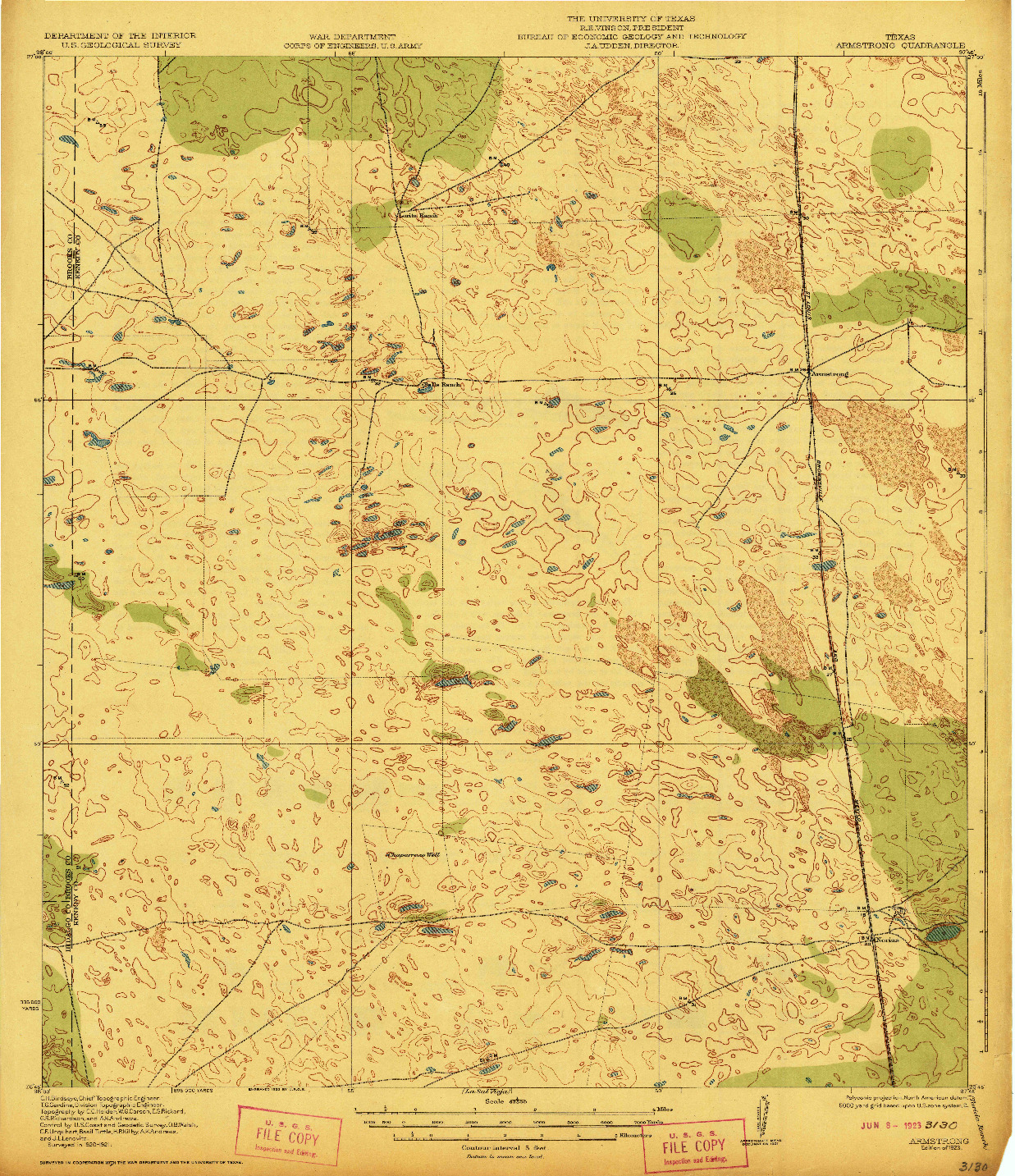 USGS 1:62500-SCALE QUADRANGLE FOR ARMSTRONG, TX 1923
