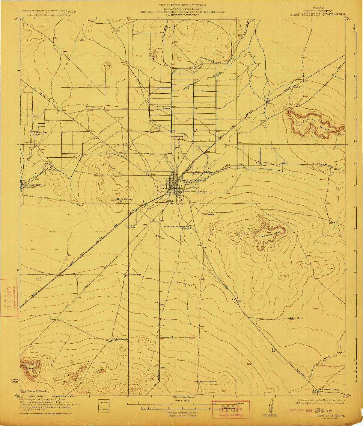 USGS 1:62500-SCALE QUADRANGLE FOR FORT STOCKTON, TX 1923