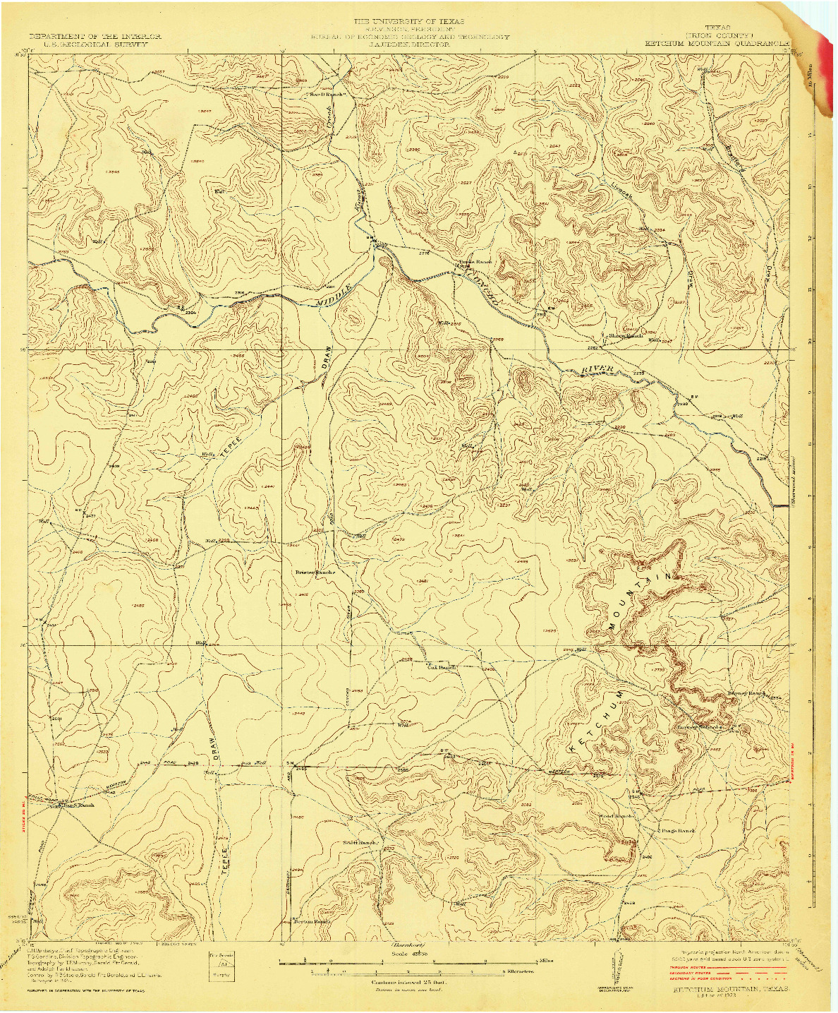 USGS 1:62500-SCALE QUADRANGLE FOR KETCHUM MOUNTAIN, TX 1923