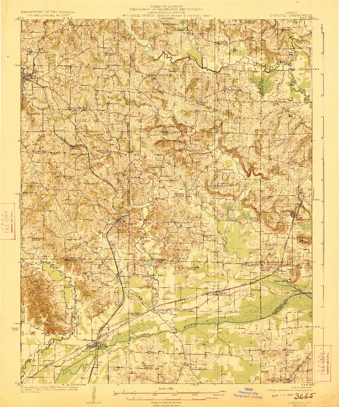 USGS 1:62500-SCALE QUADRANGLE FOR DONGOLA, IL 1923