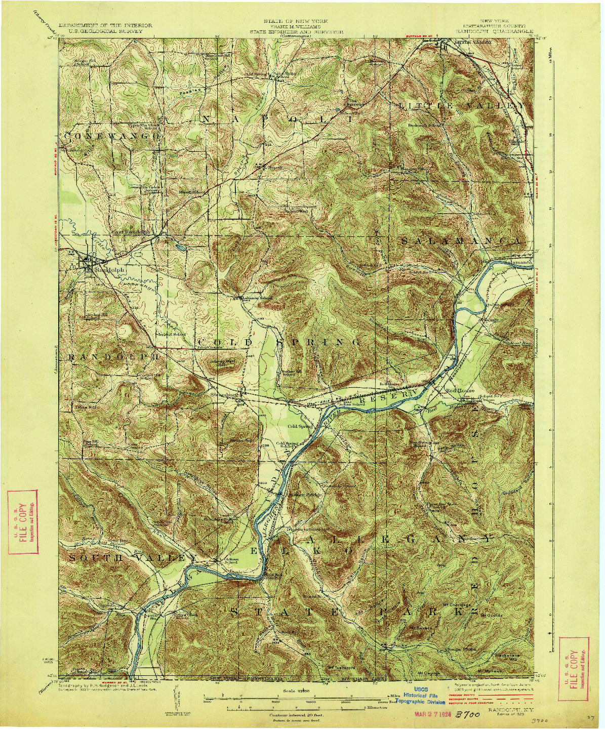 USGS 1:62500-SCALE QUADRANGLE FOR RANDOLPH, NY 1923