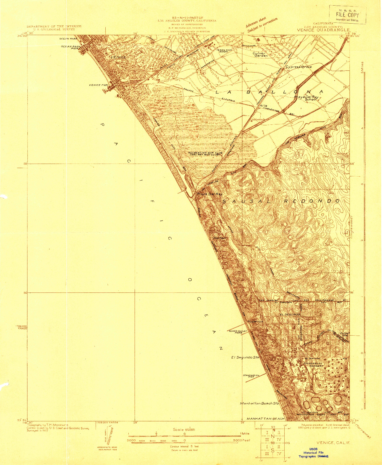 USGS 1:24000-SCALE QUADRANGLE FOR VENICE, CA 1923