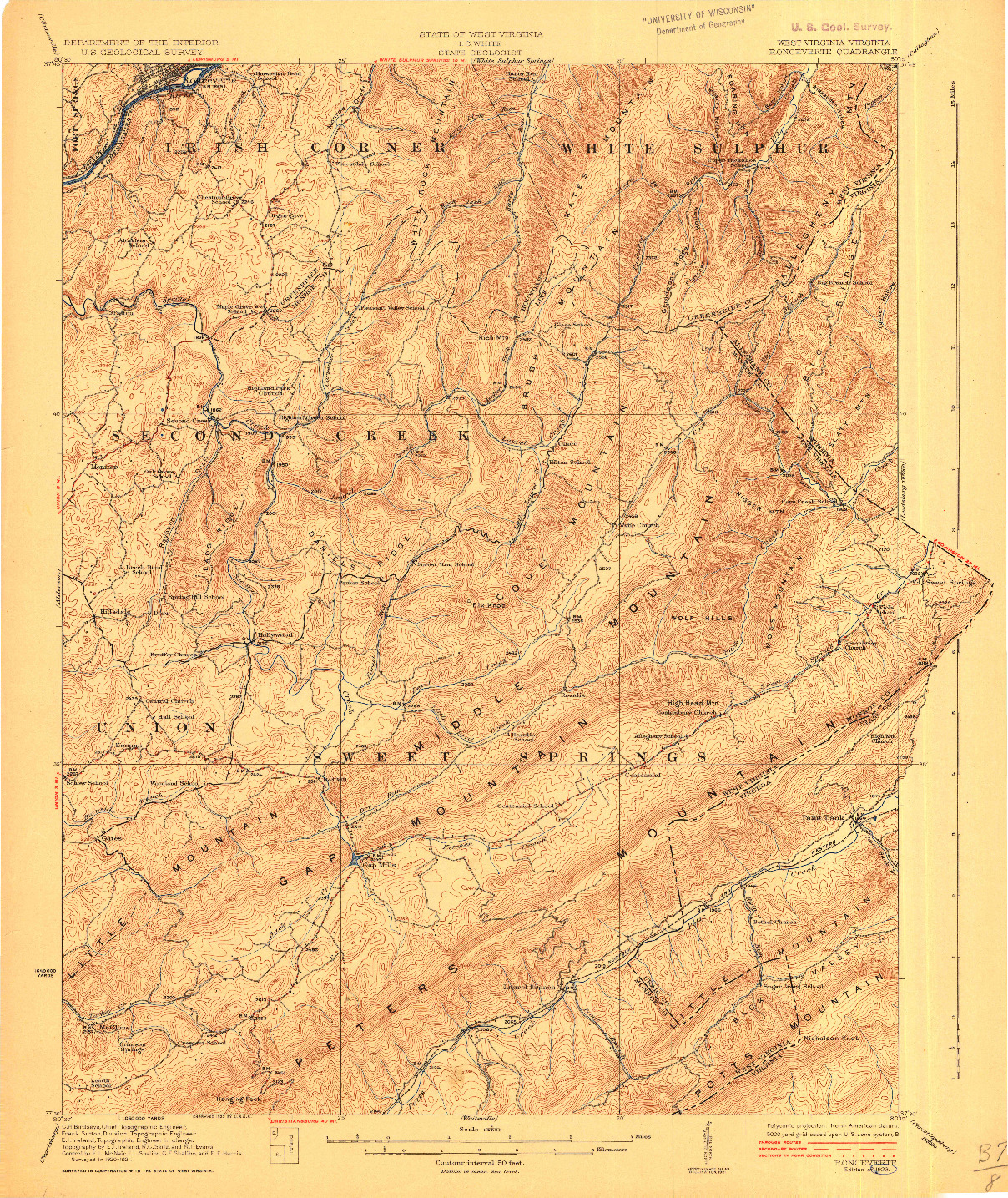 USGS 1:62500-SCALE QUADRANGLE FOR RONCEVERTE, WV 1923