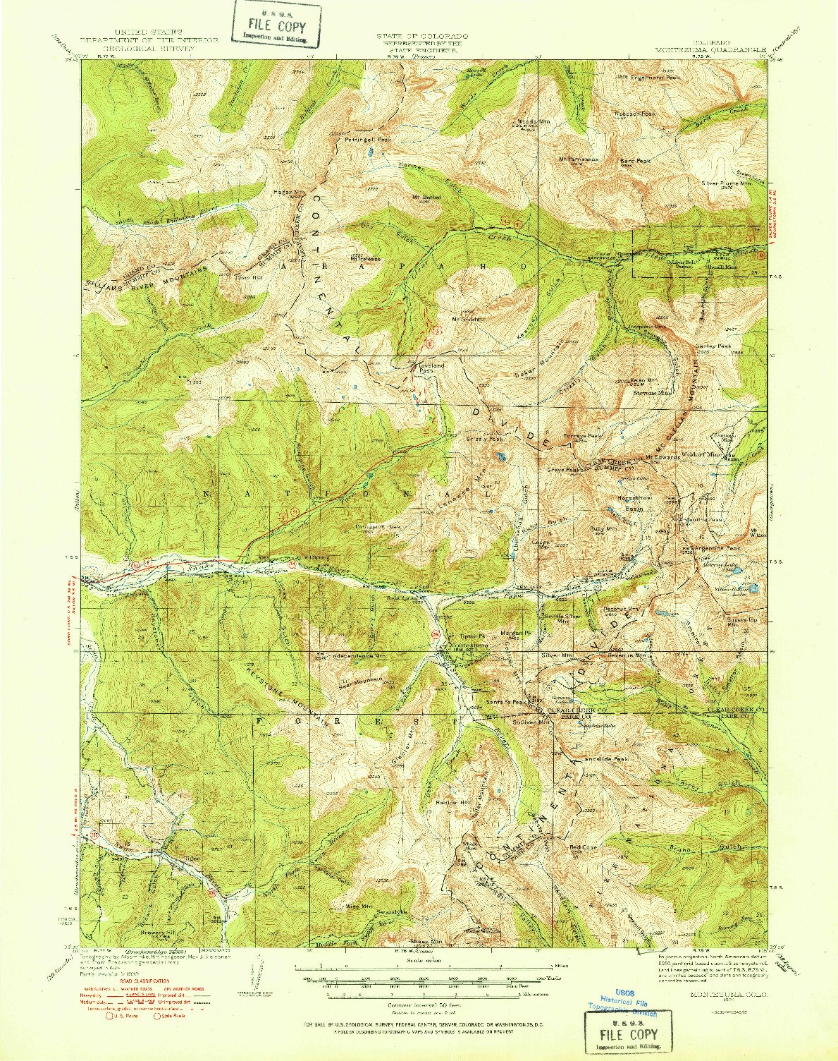 USGS 1:62500-SCALE QUADRANGLE FOR MONTEZUMA, CO 1924
