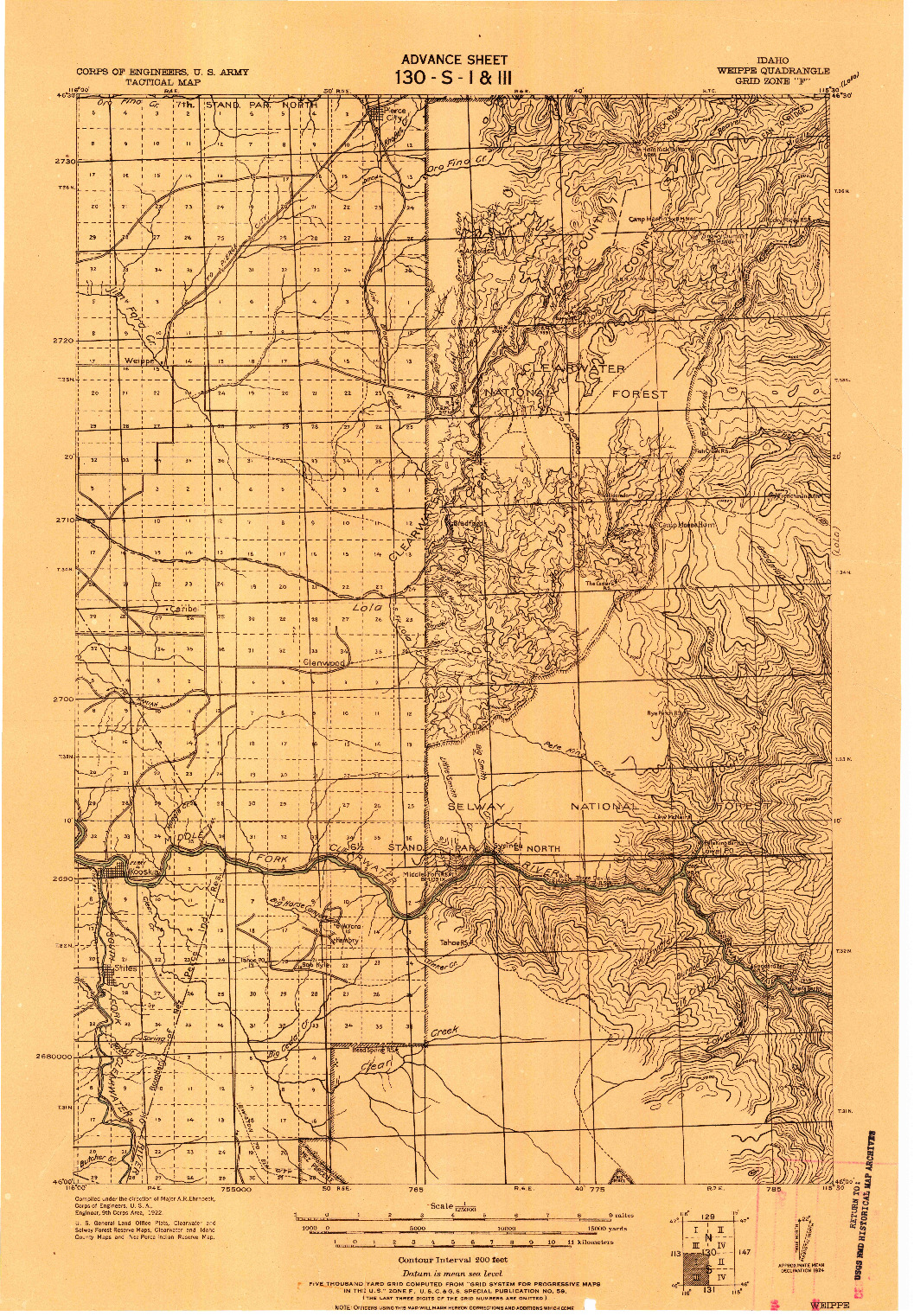 USGS 1:125000-SCALE QUADRANGLE FOR WEIPPE, ID 1924