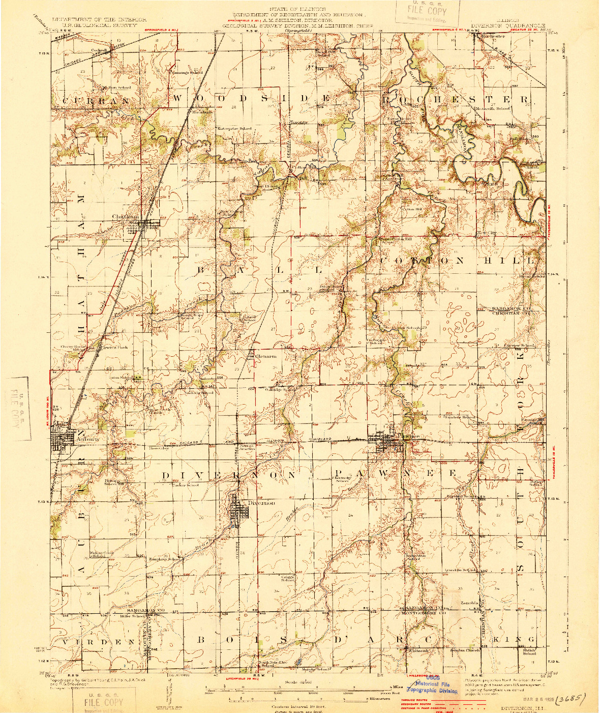 USGS 1:62500-SCALE QUADRANGLE FOR DIVERNON, IL 1924