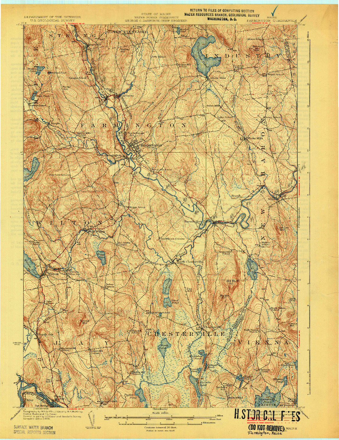 USGS 1:62500-SCALE QUADRANGLE FOR FARMINGTON, ME 1924