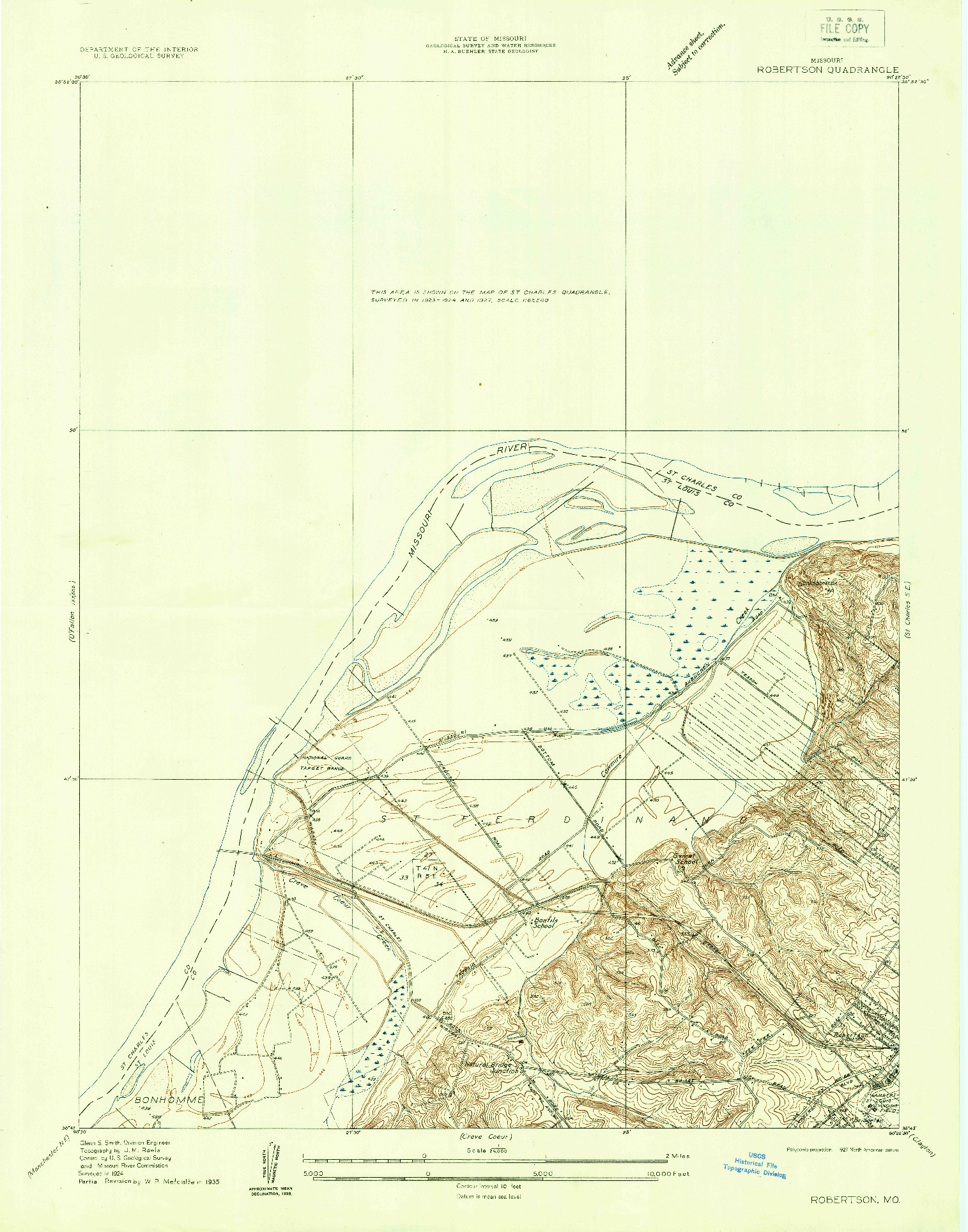 USGS 1:24000-SCALE QUADRANGLE FOR ROBERTSON, MO 1924