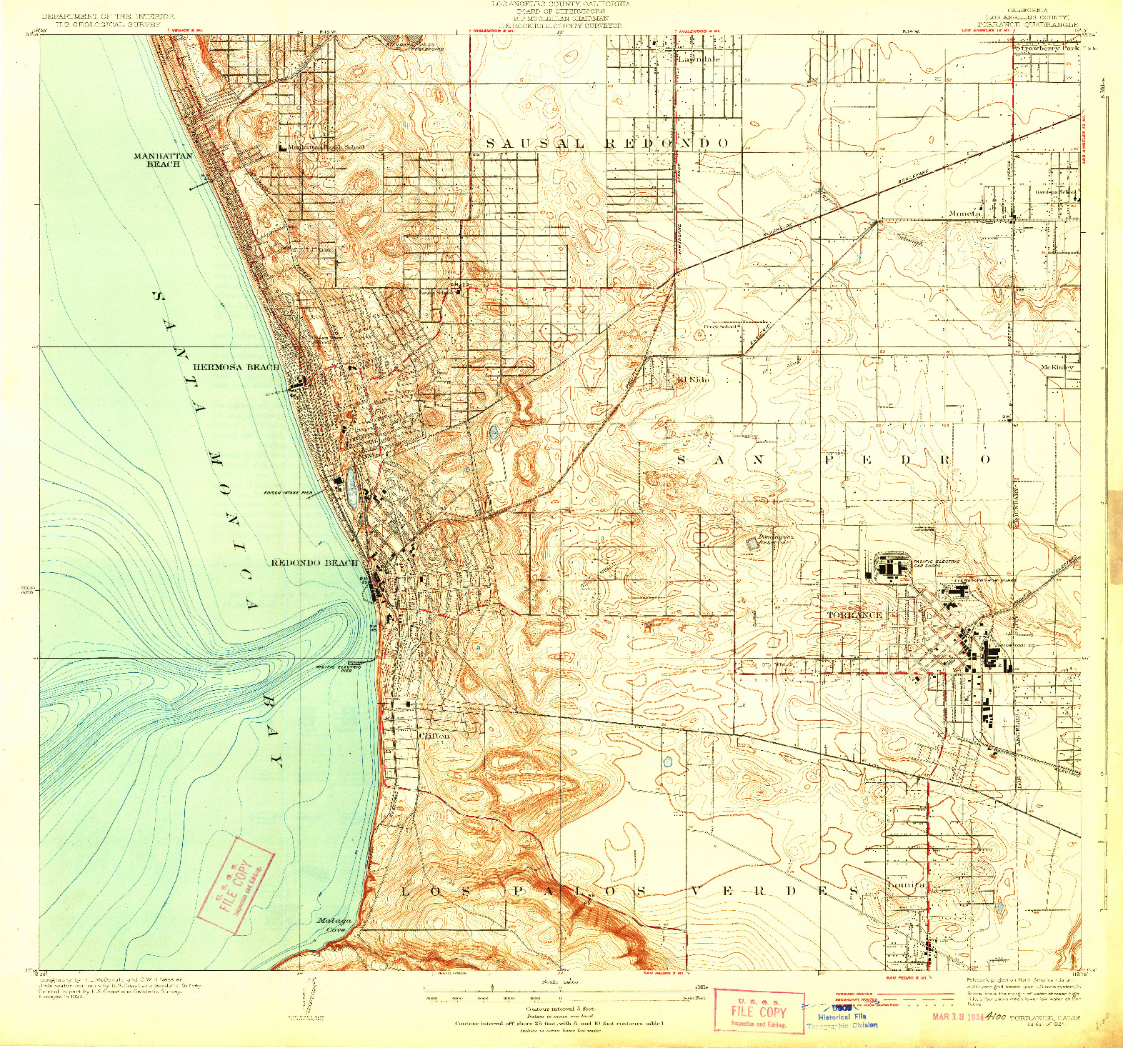 USGS 1:24000-SCALE QUADRANGLE FOR TORRANCE, CA 1924