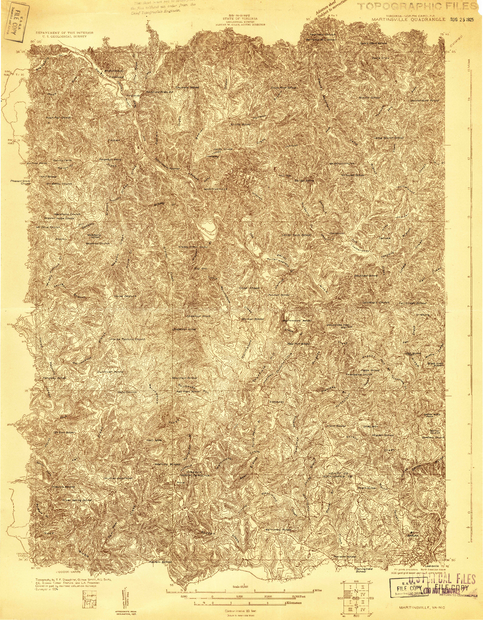 USGS 1:48000-SCALE QUADRANGLE FOR MARTINSVILLE, VA 1924