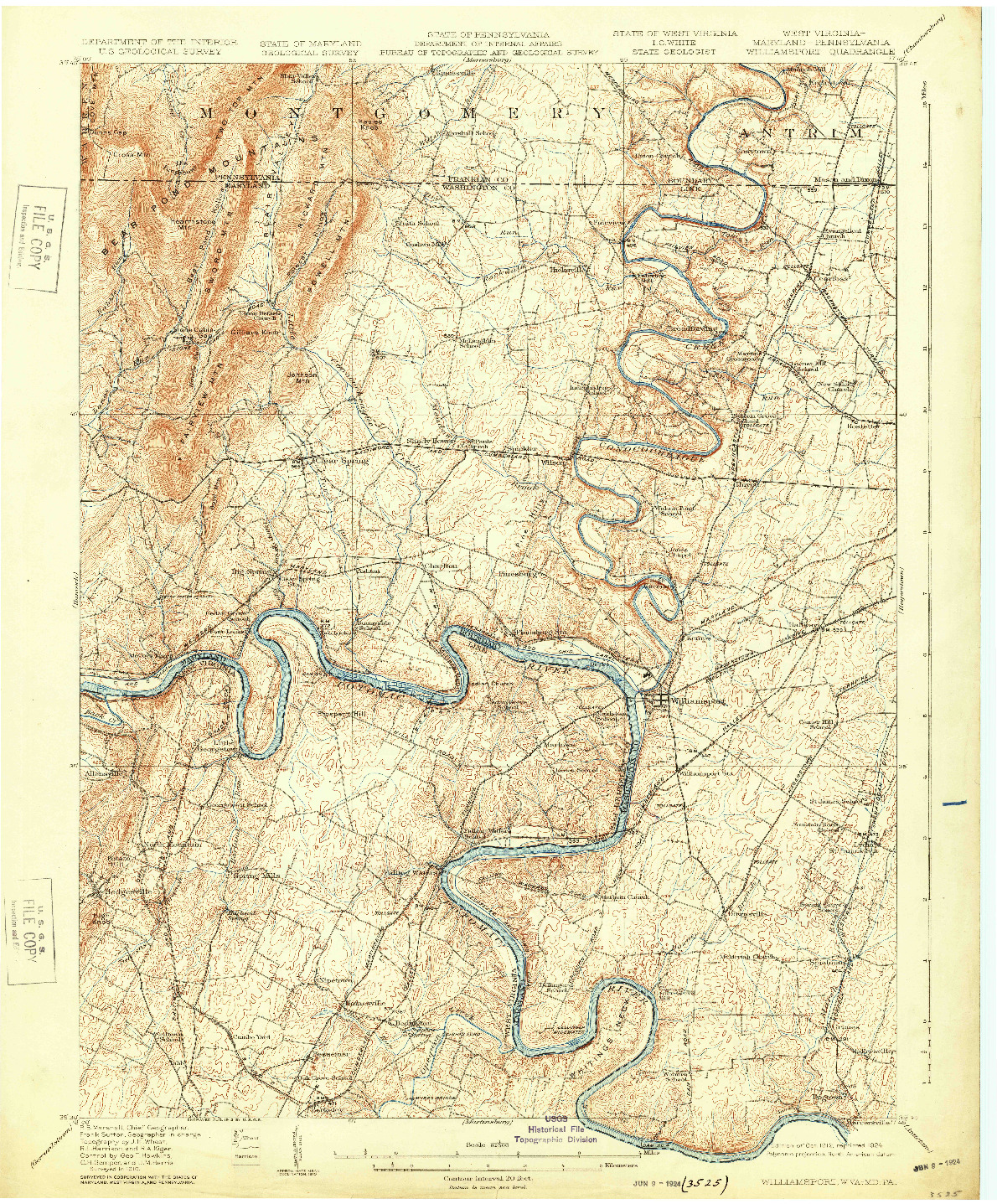 USGS 1:62500-SCALE QUADRANGLE FOR WILLIAMSPORT, WV 1912