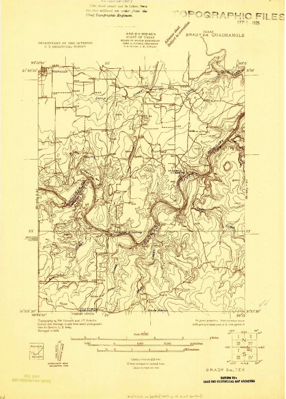 USGS 1:48000-SCALE QUADRANGLE FOR BRADY 2-A, TX 1924