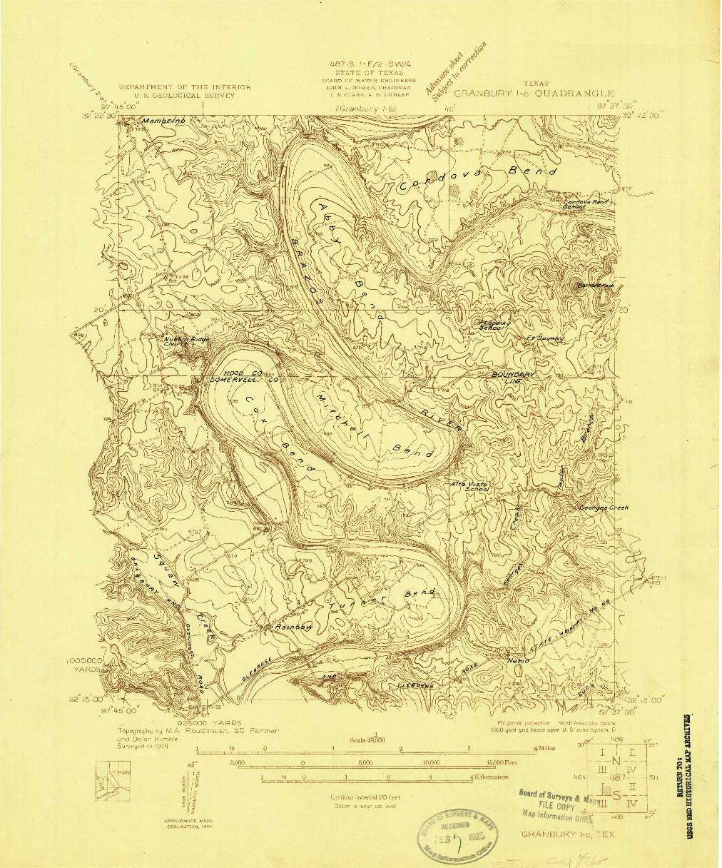 USGS 1:48000-SCALE QUADRANGLE FOR GRANBURY 1-C, TX 1924