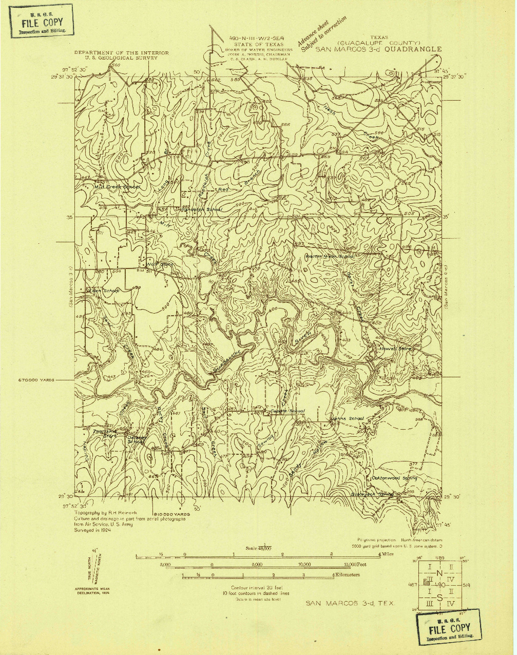 USGS 1:48000-SCALE QUADRANGLE FOR SAN MARCOS 3-D, TX 1924