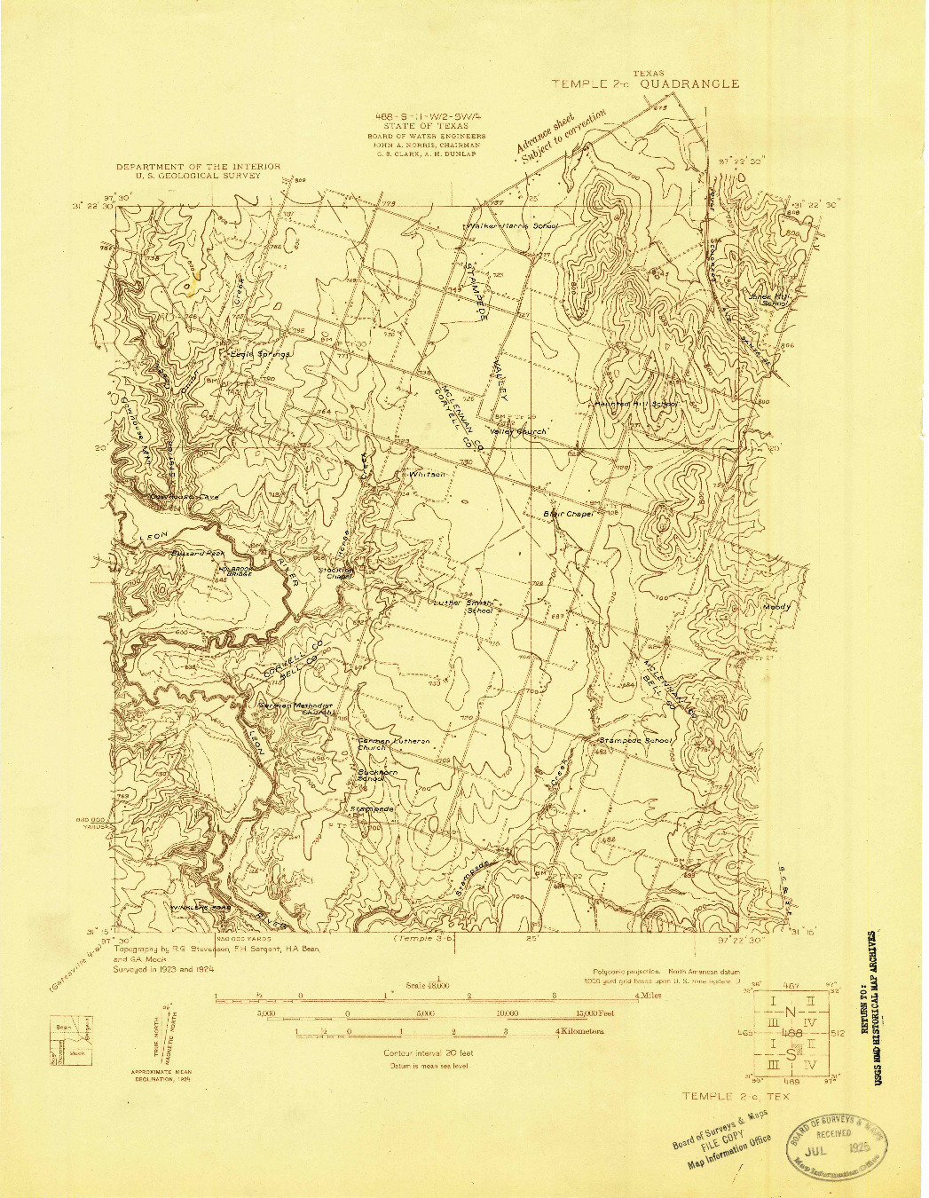 USGS 1:48000-SCALE QUADRANGLE FOR TEMPLE 2-C, TX 1924