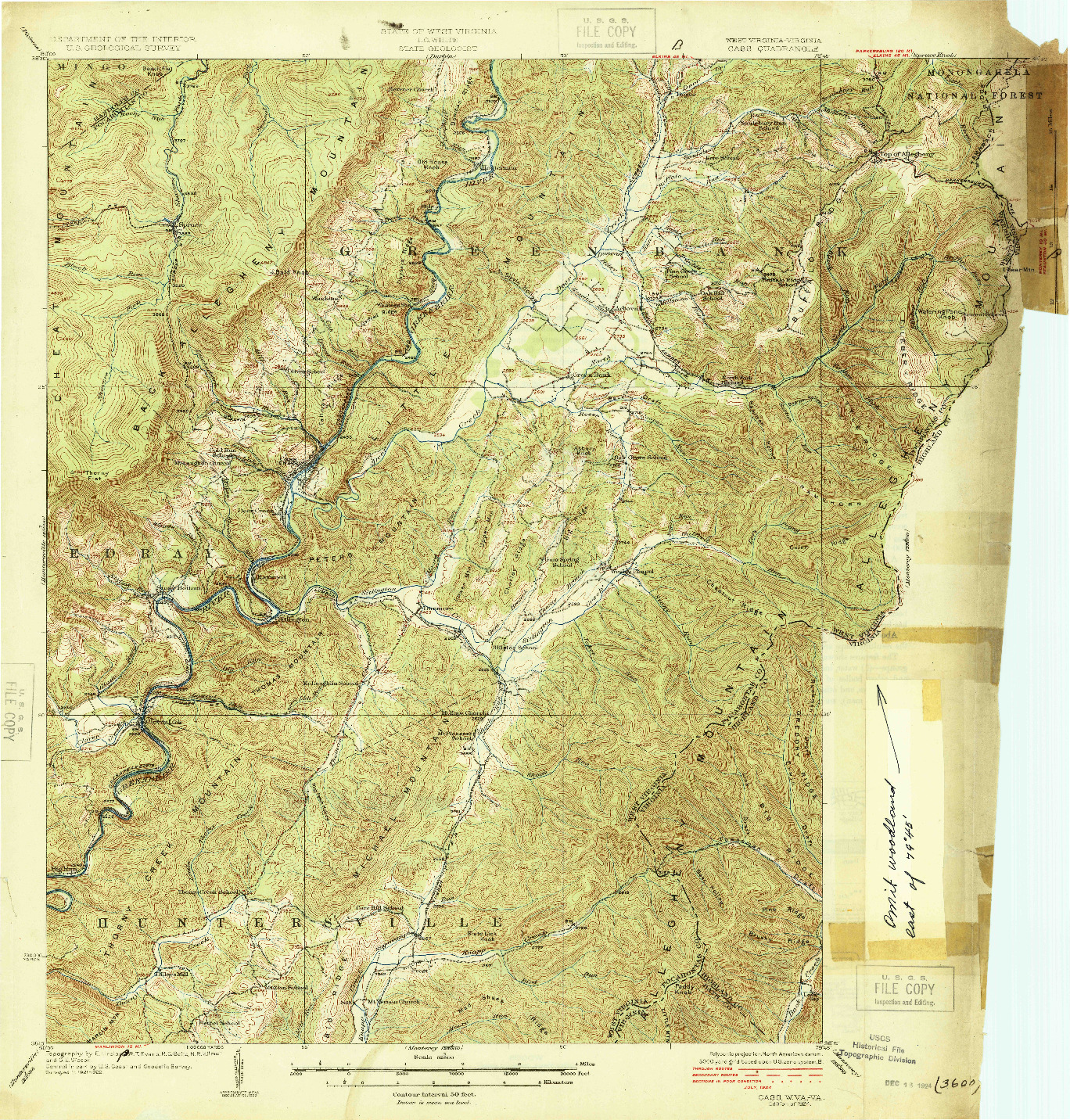 USGS 1:62500-SCALE QUADRANGLE FOR CASS, WV 1924
