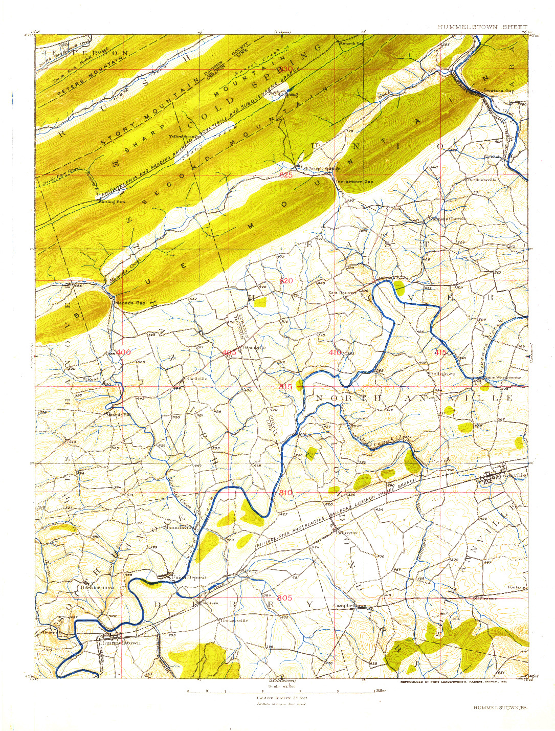 USGS 1:62500-SCALE QUADRANGLE FOR HUMMELSTOWN, PA 1924