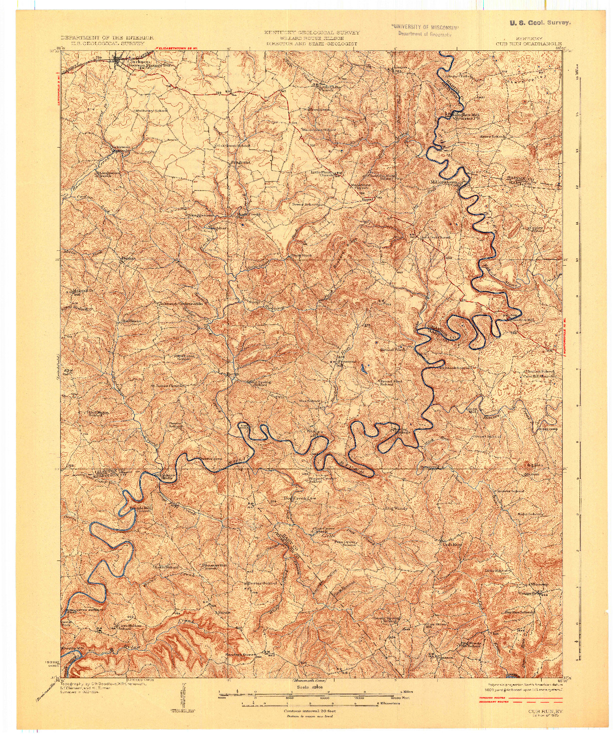 USGS 1:62500-SCALE QUADRANGLE FOR CUB RUN, KY 1925