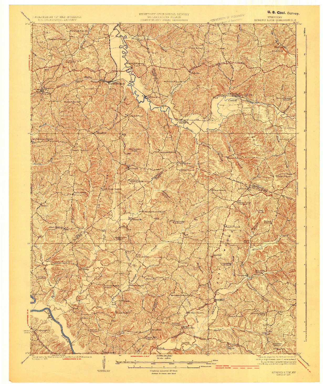 USGS 1:62500-SCALE QUADRANGLE FOR SPRING LICK, KY 1925