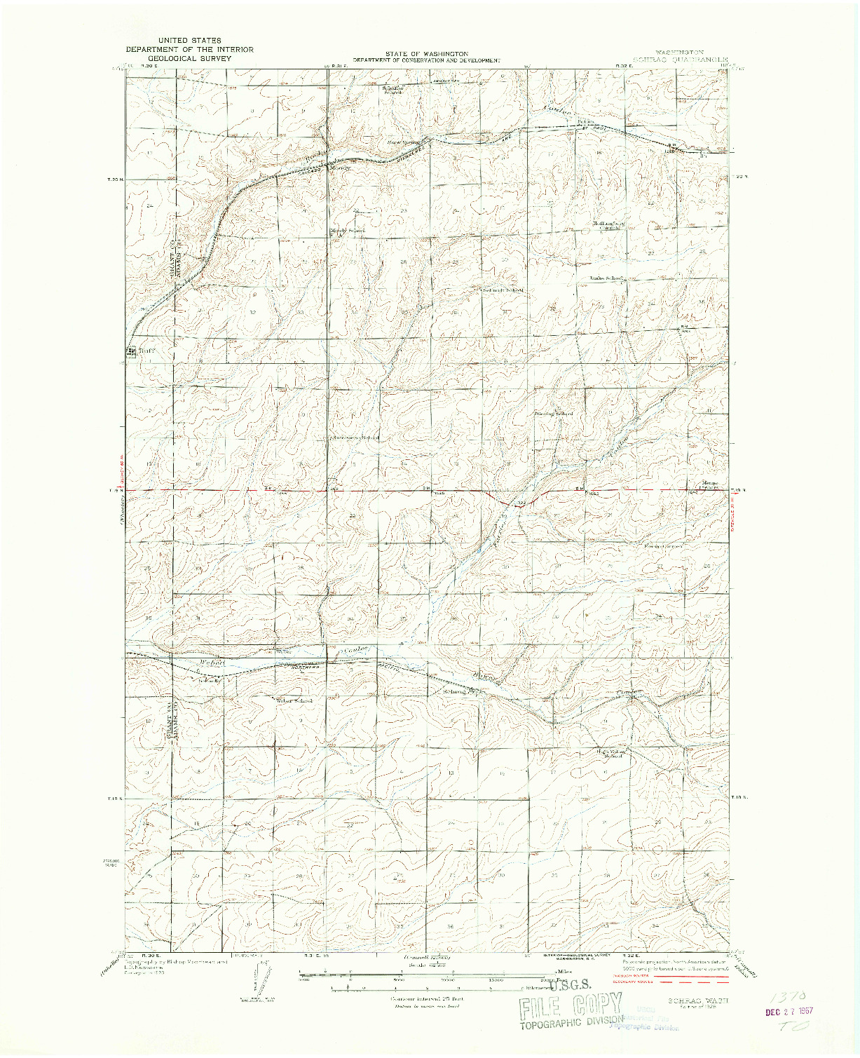 USGS 1:62500-SCALE QUADRANGLE FOR SCHRAG, WA 1925