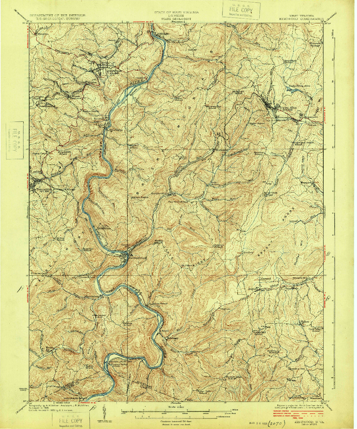 USGS 1:62500-SCALE QUADRANGLE FOR KINGWOOD, WV 1925